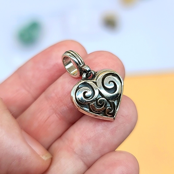 Brighton "CUPID'S KISS" Swarovski Crystal & Mod Scrolled Heart Charm ❤️ - Picture 7 of 8